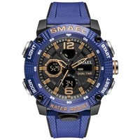SMAEL 8039 Multifonctionnel Sport Hommes Étudiants Montre-Bracelet 50M Étanche Quart + Montre Numérique À Double Affichage Avec Lumineux/Alarme/Chronomètre/Semaine/Date