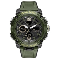 SMAEL 8039 Multifonctionnel Sport Hommes Étudiants Montre-Bracelet 50M Étanche Quart + Montre Numérique À Double Affichage Avec Lumineux/Alarme/Chronomètre/Semaine/Date