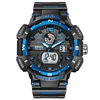 SMAEL 8045 Montre-bracelet multifonctionnelle pour hommes de sport 50M étanche à quartz + montre électronique numérique avec affichage lumineux/alarme/chronomètre/semaine/Date