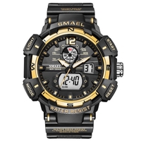 SMAEL 8045 Montre-bracelet multifonctionnelle pour hommes de sport 50M étanche à quartz + montre électronique numérique avec affichage lumineux/alarme/chronomètre/semaine/Date