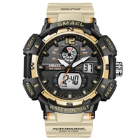 SMAEL 8045 Montre-bracelet multifonctionnelle pour hommes de sport 50M étanche à quartz + montre électronique numérique avec affichage lumineux/alarme/chronomètre/semaine/Date