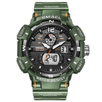SMAEL 8045 Montre-bracelet multifonctionnelle pour hommes de sport 50M étanche à quartz + montre électronique numérique avec affichage lumineux/alarme/chronomètre/semaine/Date