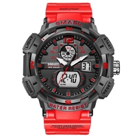 SMAEL 8045 Montre-bracelet multifonctionnelle pour hommes de sport 50M étanche à quartz + montre électronique numérique avec affichage lumineux/alarme/chronomètre/semaine/Date