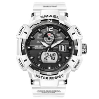 SMAEL 8045 Montre-bracelet multifonctionnelle pour hommes de sport 50M étanche à quartz + montre électronique numérique avec affichage lumineux/alarme/chronomètre/semaine/Date