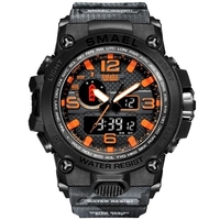 SMAEL SL1545 (Camouflage) Montre numérique à la mode pour hommes,  étanche,  sport en plein air,  montre-bracelet électronique multifonctionnelle à quartz à double affichage avec lumineux/alarme/chronomètre/carillon horaire/semaine/date