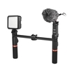 Smartphone Vidéo Rig Dual Handheld Metal Grip avec BT Télécommande + Mini Microphone + Dimmable LED Light pour iPhone 6s plus pour Samsung Galaxy S8 + S8 Note 3 Huawei