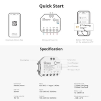 SONOFF DUALR3 Commutateur de rideau intelligent Wi-Fi à double relais avec mesure de la puissance Télécommande vocale/APP Module de commutateur bricolage double bidirectionnel pour lumière/rideau/stores/volet roulant Compatible avec Alexa/Google Assis
