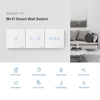 SONOFF T0UK1C-TX Interrupteur mural 1 Gang Smart WiFi APP / Touch Control Minuterie UK Panneau Smart Switch compatible avec la maison de Google / Nest & Alexa