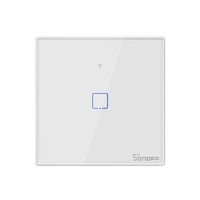 SONOFF T2UK1C-TX Interrupteur mural 1 Gang Smart WiFi Télécommande RF 433Mhz APP / Minuterie de contrôle tactile Commutateur intelligent britannique à panneau standard compatible avec Google Home / Nest & Alexa