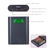 Soshine E3S LCD Portable Display 4 Slots 18650 Chargeur de batterie externe Holder Box Power Case DIY pack Kit Compact Alimentation de secours Source avec Port Dual-USB - Noir