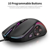 Souris de jeu filaire 7200DPI RGB rétroéclairé souris 6 niveaux de DPI réglables / 10 boutons programmables / bouton de retour au bureau noir