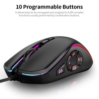 Souris de jeu filaire 7200DPI RGB rétroéclairé souris 6 niveaux de DPI réglables / 10 boutons programmables / bouton de retour au bureau noir