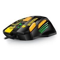 Souris de jeu filaire Souris ergonomique 8 boutons programmables 800/1200/1600/2400/3600/4800 DPI Lampe respiratoire 6 couleurs,  jaune