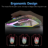 Souris de jeu filaire Souris optique Moteur de niveau jeu Lumière respiratoire colorée 4 vitesses DPI réglable Souris ergonomiques Noir