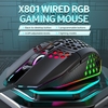Souris de jeu RVB filaire X801 avec 7 boutons programmables Bouton de retour au bureau 6 niveaux de DPI réglables 7 modes d