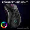 Souris de jeu sans fil 2.4G souris rechargeable avec effet de lumière RVB 3 DPI réglable en nid d