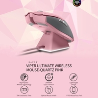 Souris sans fil Razer Viper Ultimate avec HyperSpeed Wireless 20000DPI FOCUS + capteur optique Quartz rose (avec base de chargement)