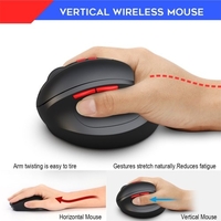 Souris sans fil verticale HXSJ T33 2, 4 GHz 7 souris souris 2400DPI Souris ergonomique sans fil pour ordinateur portable PC (noir)
