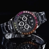 SOUTHBERG usine en gros gypsophile couleur diamant bracelet en acier montre véritable diamant coloré dames montre mode + 3 mm 钢 麻花 链 argent noir + chaîne torsadée en acier 3 mm