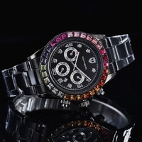 SOUTHBERG usine en gros gypsophile couleur diamant bracelet en acier montre véritable diamant coloré dames montre mode noir