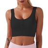 Soutien-gorge de sport pour femme boutonné devant col en U amovible rembourré respirant anti-humidité Crop débardeurs
