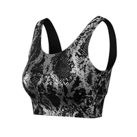 Soutien-gorge de sport pour femmes imprimé peau de serpent amovible rembourré élastique à la palangre Camisole Yoga Running Gym Débardeurs