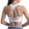 Soutien-gorge de sport pour femmes Racer dos à lanières fermeture à crochet et oeil amovible rembourré athlétique entraînement Yoga hauts