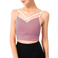 Soutien-gorge de sport pour femmes Spaghetti bretelles croisées amovible rembourré U dos entraînement athlétique Yoga hauts courts