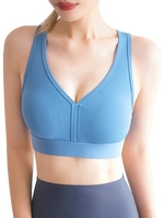 Soutien-gorge de yoga pour femmes sport côtelé col en V entraînement jogging sans fil gilet décontracté