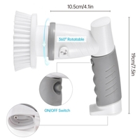 Spin électrique Brosse de nettoyage électrique sans fil portatif à quatre têtes de brosse portable sans fil à têtes de brosse portatif à têtes de brosse sans fil pour nettoyer électrique de salle de bains à spires avec 4 têtes de brosse rempla