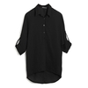 Spring Femmes Blouse en mousseline de soie chemise à manches longues col rabattu Asymmetric Casual lâche Top Noir / Vert / Blanc