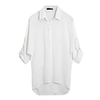 Spring Femmes Blouse en mousseline de soie chemise à manches longues col rabattu Asymmetric Casual lâche Top Noir / Vert / Blanc