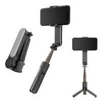 Stabilisateur de cardan portable pour mode de création de téléphone Selfie Stick avec trépied stable 3 modes de couleur Obturateur à distance de lumière de remplissage,  noir