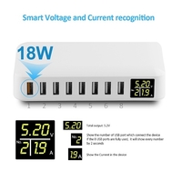 Station de charge intelligente USB de bureau 60W 8A 8 ports avec écran LED multi-protection reconnaissance intelligente de la tension et du courant EU