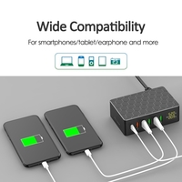 Station de charge USB 6 ports 65 W QC3.0 Station de charge USB Multi ports Hub de charge USB-A avec affichage LED Chargeur de bureau compact pour plusieurs appareils