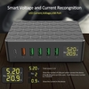 Station de charge USB 6 ports 65 W QC3.0 Station de charge USB Multi ports Hub de charge USB-A avec affichage LED Chargeur de bureau compact pour plusieurs appareils