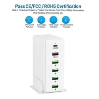 Station de charge USB C à 6 ports USB PD 3.0 et QC3.0 Chargeur mural USB C rapide pour tablette Smartphone et plus