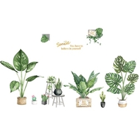 Stickers muraux bricolage plantes en pot vertes en forme de thème garçons enfants chambre stickers muraux