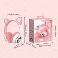 STN-28 Over Ear Music Headset Glowing Cat Ear Headphones Pliable sans fil BT5.0 Écouteur avec micro AUX IN TF Card Lecteur MP3 Lumières LED colorées pour PC Ordinateur portable Téléphone portable