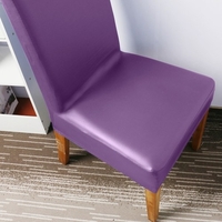 Stretch Solide En Cuir Pu Étanche À Manger Couverture De Chaise Couverture Amovible Lavable Court à manger Chaise Protecteur Siège Solide Slipcovers pour Hôtel à Manger 4pcs Pourpre