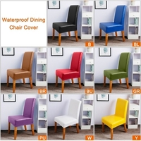 Stretch Solide En Cuir Pu Étanche À Manger Couverture De Couverture De Chaise Amovible Lavable Court à manger Chaise Protecteur Siège Solide Slipcovers pour Hôtel à Manger 4pcs Vert