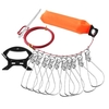 Stringer de pêche avec 5 boutons-pression en acier inoxydable Boucle de verrouillage de pêche Ceinture de verrouillage de poisson Cordes de corde de pêche Serrure de câble de poisson avec flotteur et poignée en plastique Outils de pêche