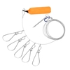Stringer de pêche avec 5 boutons-pression en acier inoxydable Boucle de verrouillage de pêche Ceinture de verrouillage de poisson Cordes de corde de pêche Serrure de câble de poisson avec flotteur et poignée en plastique Outils de pêche