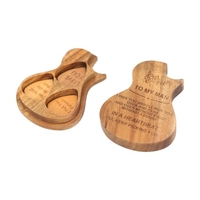 Support de boîte de sélection de guitare en bois Forme de guitare 3 compartiments Pagaies Conteneur en bois avec 3 pics en bois d