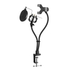Support de bureau pour microphone et smartphone avec pare-brise à pince