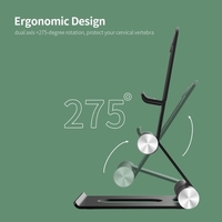 Support de bureau pour téléphone portable multifonctionnel double axe pliable support de support en métal portable adapté pour téléphone portable / tablette argent