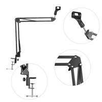 Support de Microphone Réglable Suspension Boom Ciseaux Bras Mic Support Matériel En Métal avec Support de Microphone pour Enregistrement Studio Diffusion Vidéo En Direct Chant En Ligne