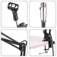 Support de microphone Support en porte-à-faux avec câble de microphone Support télescopique Support en direct Support paresseux avec bras extensible Support de bureau pour microphone