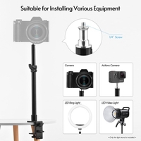 Support de montage de bureau en métal Support de lampe de table à pince en C 36cm-60cm/14.2in-23.6in Hauteur réglable 1/4 pouce Vis supérieure pour appareil photo DSLR Anneau de lumière Vidéo Projecteur