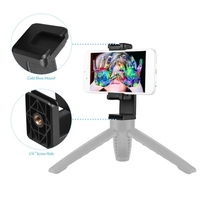 Support de téléphone universel réglable pour téléphone intelligent Support de pince pour téléphone portable en plastique avec trou de vis 1/4 pouce double remplacement de support de chaussure froide pour iPhone 12/11/10 Samsung Huawei